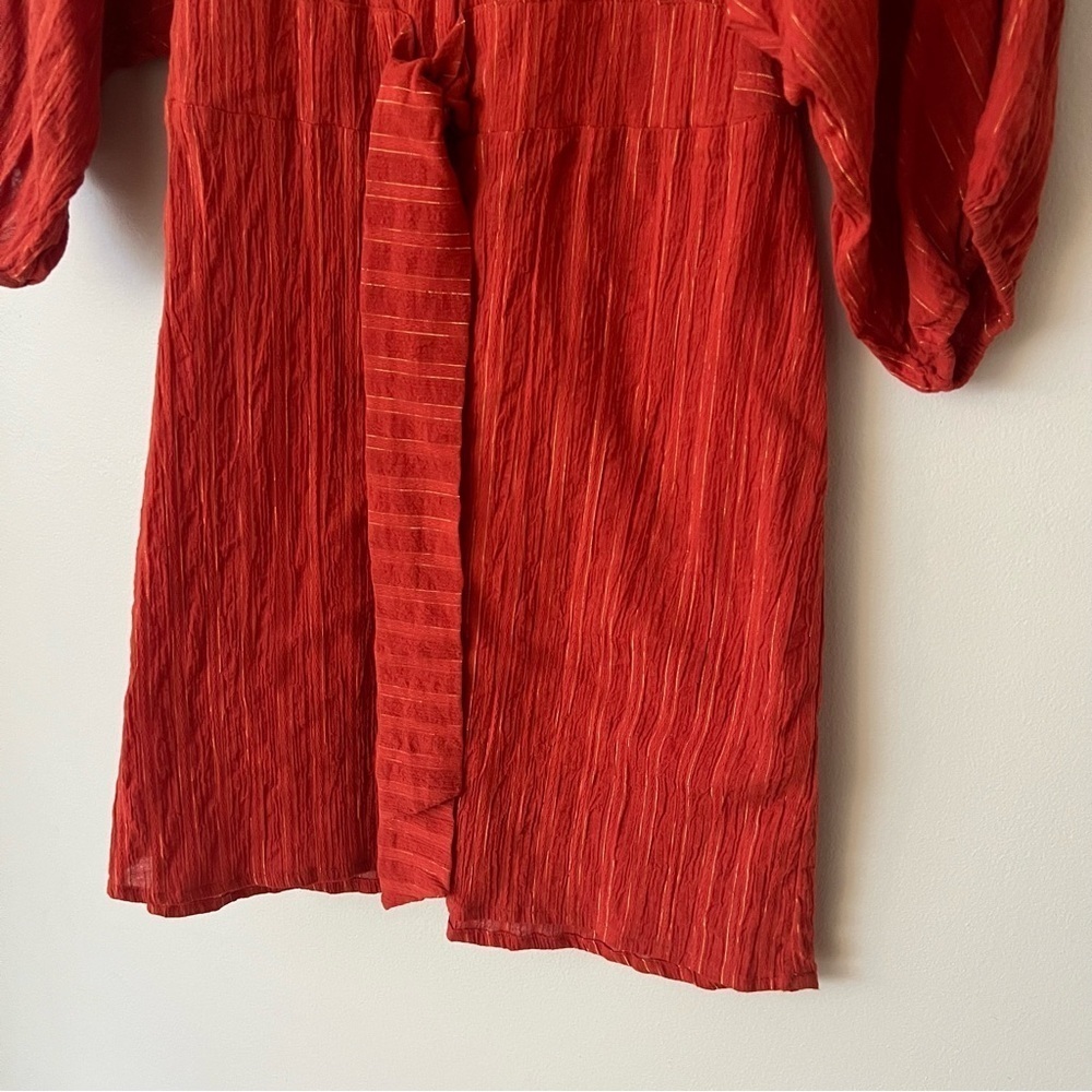 Sugarhigh Lovestoned Metallic Burnt Orange Mini Shirt Dress Women’s Size Small - Picture 2 of 9